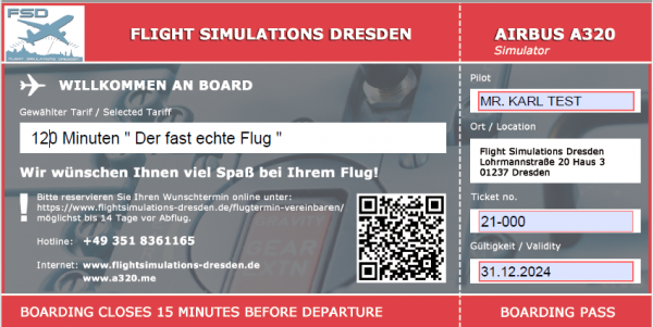 120 Minuten " Der fast echte Flug "